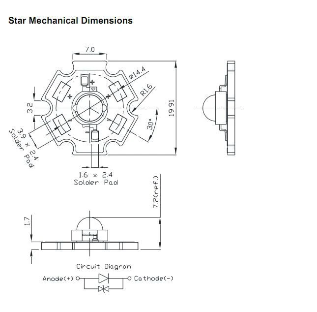 star pcb dimension