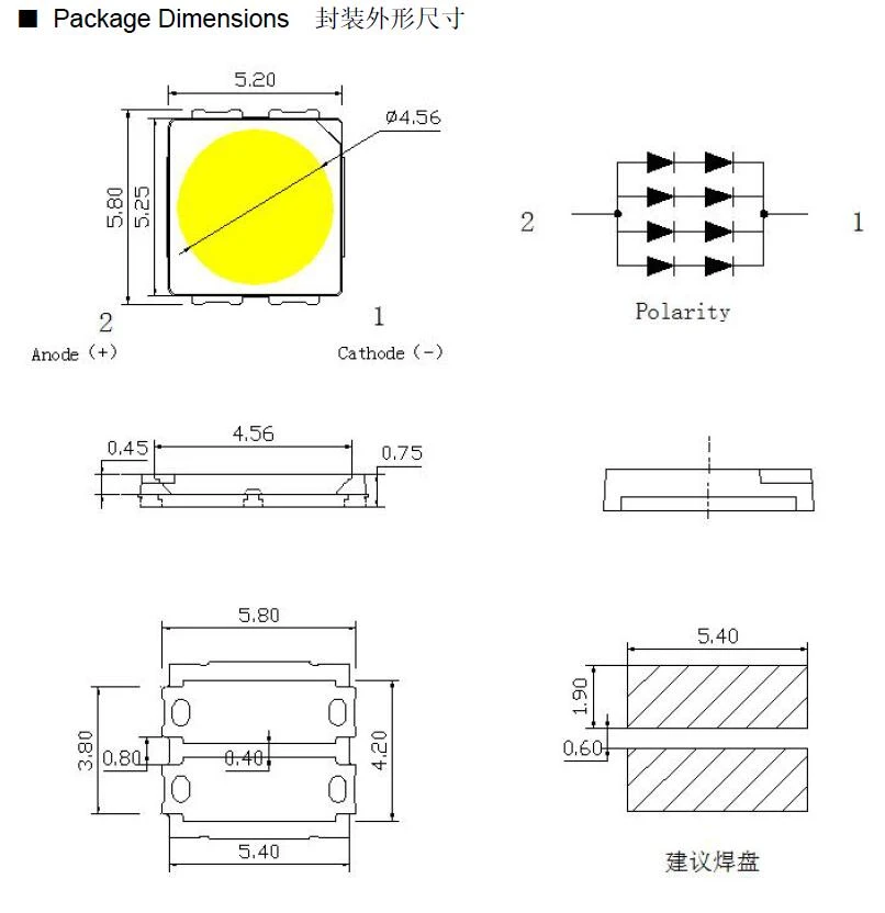 EMC 5050 smd leds 6v 5w specs
